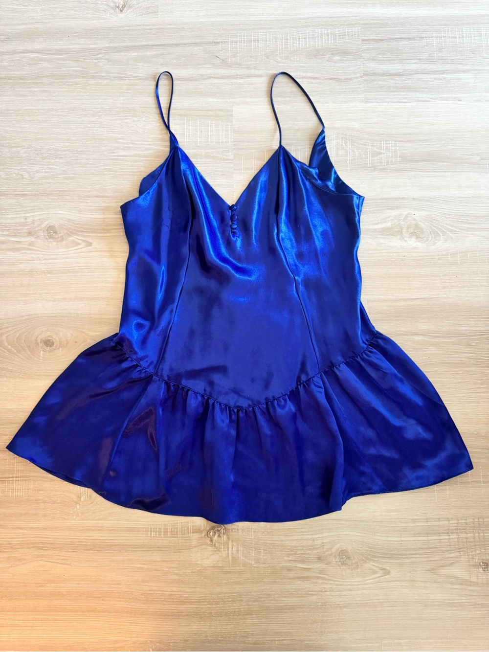 Vintage Victoria’s Secret Navy Satin Babydoll Slip Dress L Gold Label 80s/90s